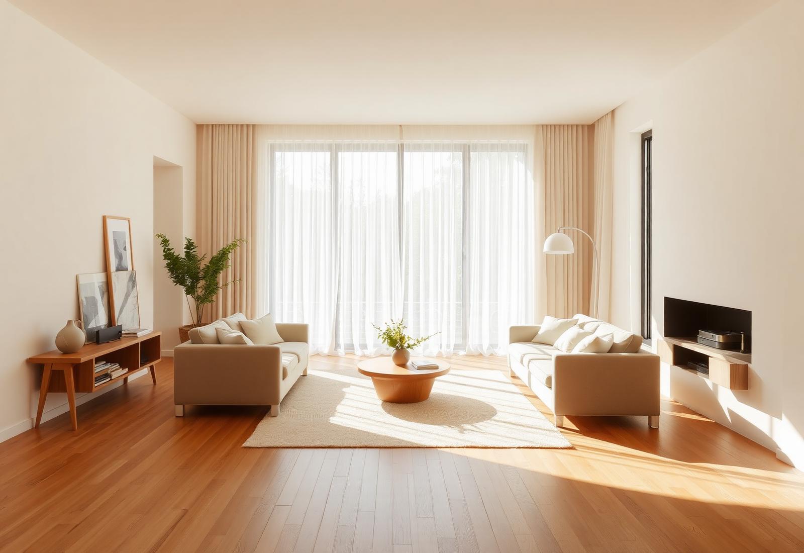 Sunlit minimal residential interior
